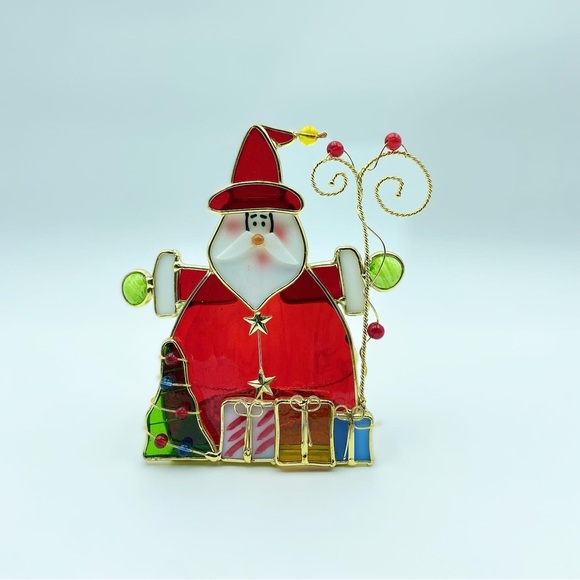 Stained Glass Tea Light Candle Holder (Santa clause with Gifts) - Picture 1 of 4